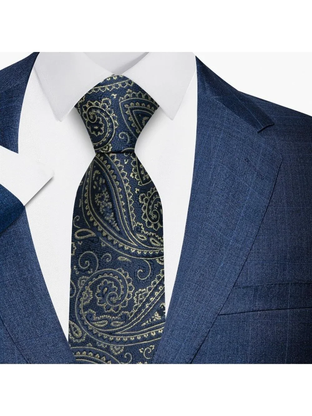 🆕Men Gold 100%Microfiber Paisley Jacquard Slim Formal Necktie For Wedding Dress